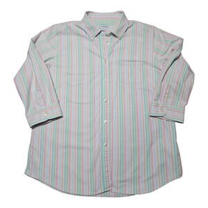 LL Bean Pastel Striped Button Down Shirt Casual Classic Cotton Womens Size Large